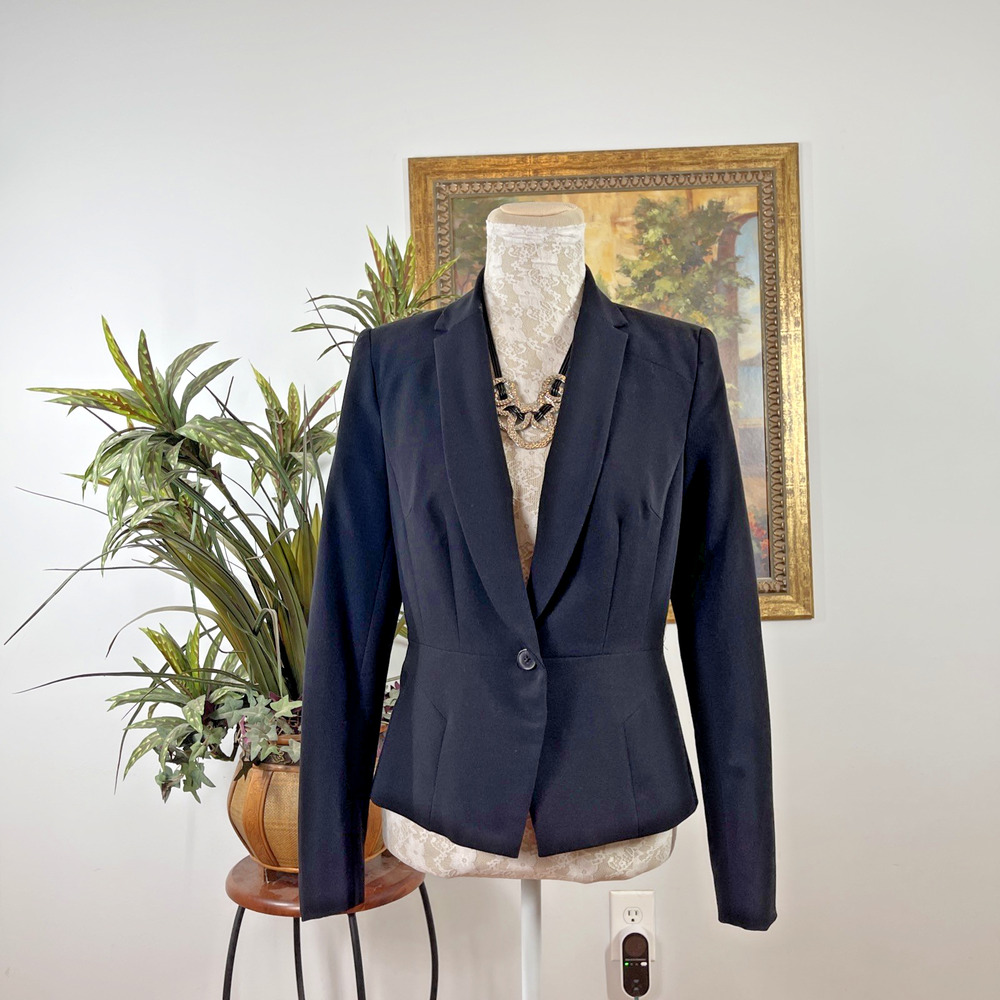 Worthington Womens Size 6 Black‎ Blazer Jacket Tailored Career Work Office Suit